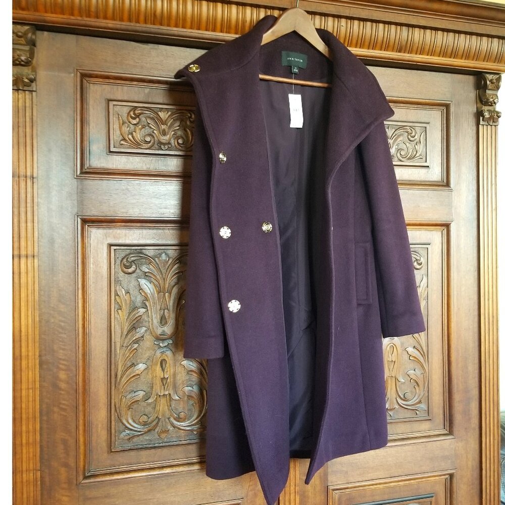 NEW Plum Wool-Blend Coat - Picture 9 of 10
